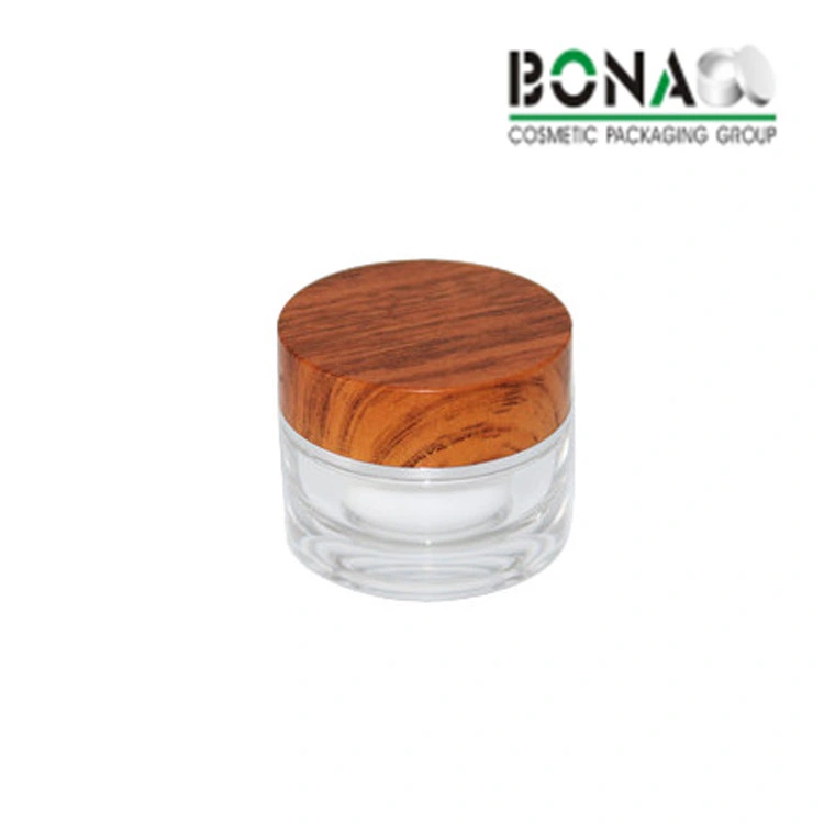 High Quality 15g 30g 50g 80g 100g White Cosmetic Acrylic Jar with Bamboo Cap