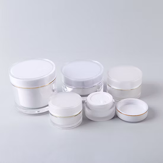 15g, 30g, 50g, 100g, 빈 고급 아크릴 스킨 케어 항아리, 뚜껑 포장이 있는 이중 벽 플라스틱 화장품 페이스 크림 항아리